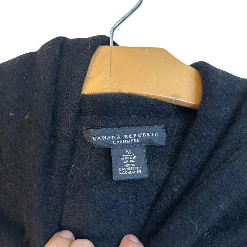 Banana Republic Cashmere Hoodie Black Hooded Sweater Minimalist Quiet Luxury M